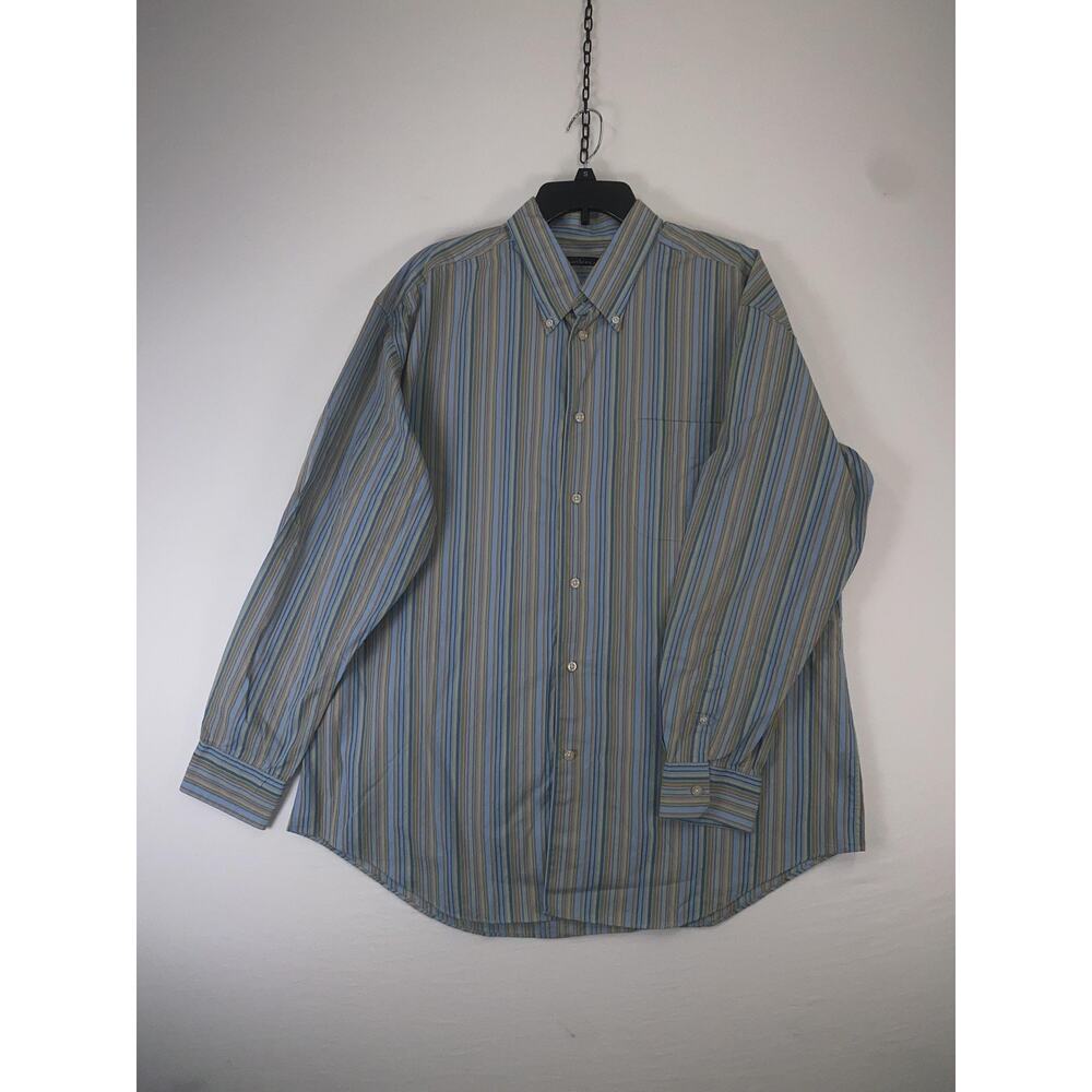 Northern Isles Shirt Mens 2XL Blue Striped Long Sleeve Button Down Cotton Casual